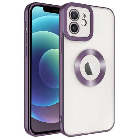 iPhone 11 Uyumlu Kamera Korumalı Logo Gösteren NRTK Omega Kılıf-Derin Mor