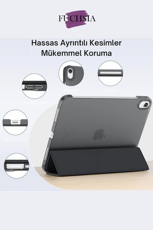 Fuchsia iPad Pro 13 2024 M4 Çip ile Uyumlu Kalemlikli Standlı Katlanabilir Smart Cover Tablet Kılıfı