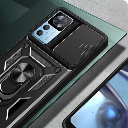 Xiaomi Mi 12T Kılıf Sürgülü Kamera Koruyucu Manyetik Standlı Tank Koruma FORUMSHOP
