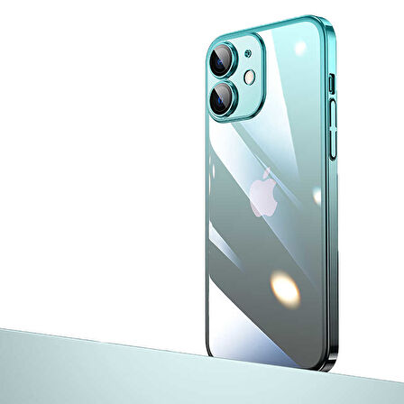 iPhone 12 Uyumlu Parlak Renk Geçişli Kamera Korumalı Zore Senkron Kılıf-Mavi-Siyah
