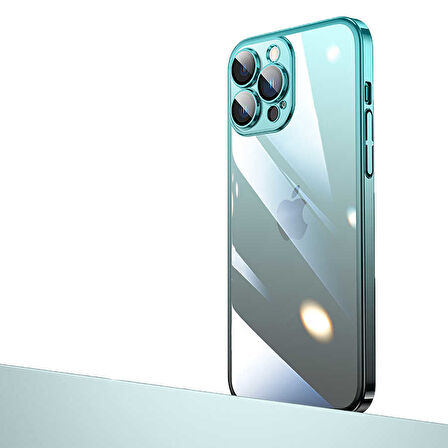 iPhone 13 Pro Max Uyumlu Parlak Renk Geçişli Kamera Korumalı Zore Senkron Kılıf-Mavi-Siyah