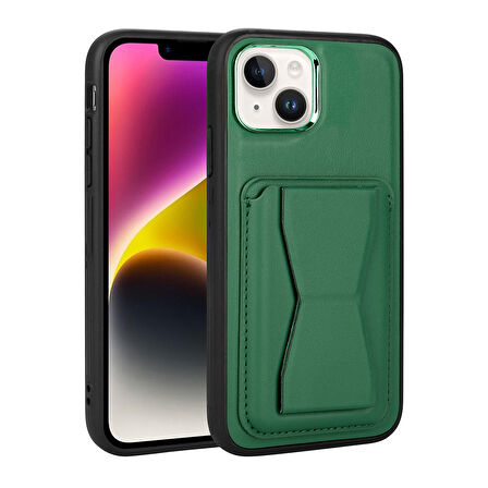 iPhone 14 Plus Kılıf Kartlıklı Standlı ​Pu Deri Memo Kapak