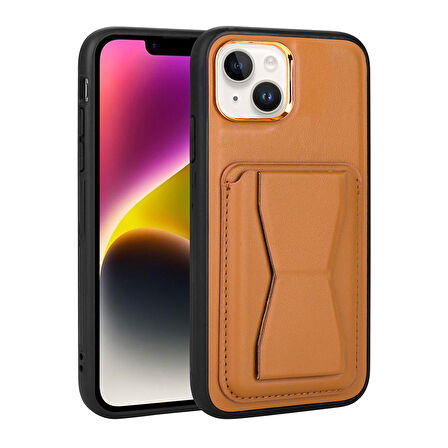 iPhone 14 Plus Kılıf Kartlıklı Standlı ​Pu Deri Memo Kapak