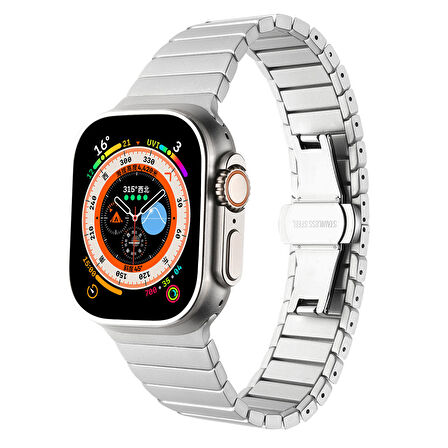 ​​​Watch 38mm Kordon Uyumlu KRD-79 Metal Strap Kayış CLO- Gri