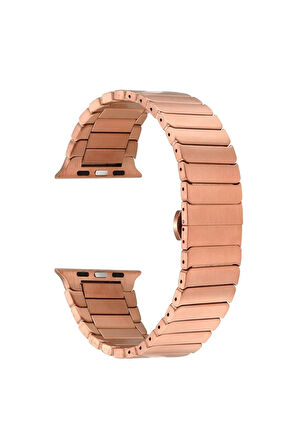 Apple Watch Ultra 49mm Kordon Uyumlu Krd-79 Metal Strap Kayış Rose Gold