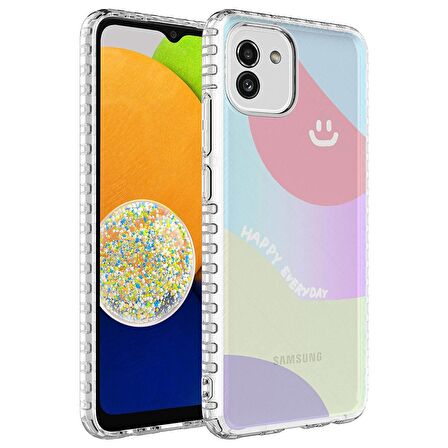 Galaxy A04 Uyumlu Airbag Kenarlı Renkli Desenli Silikon Zore Elegans Kapak-NO7