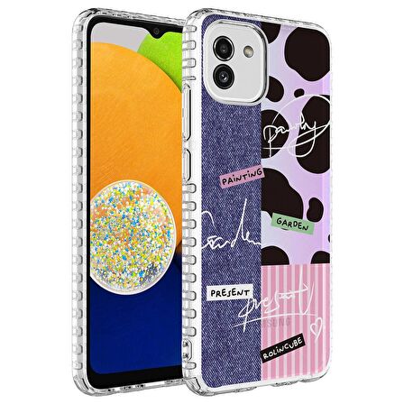 Galaxy A04 Uyumlu Airbag Kenarlı Renkli Desenli Silikon Zore Elegans Kapak-NO8