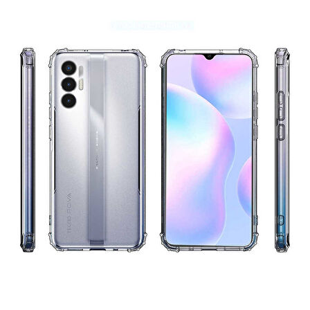 Tecno Pova 3 Kılıf Zore 2mm Anti Shock Silikon-Renksiz