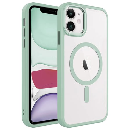 iPhone 11 Kılıf MagSafe Şeffaf Arka Yüz Kamera Yükseltili Silikon Alan Tech