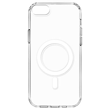 iPhone SE 2022 Uyumlu Magsafe Şarj Özellikli Şeffaf Sert PC Zore Embos Kılıf-Renksiz
