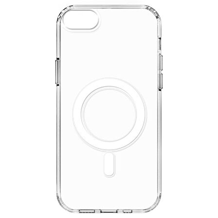 iPhone SE 2022 Uyumlu Magsafe Şarj Özellikli Şeffaf Sert PC Zore Embos Kapak-Renksiz