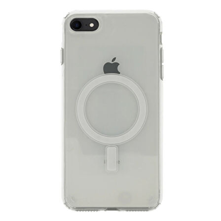 iPhone SE 2022 Uyumlu Magsafe Şarj Özellikli Şeffaf Sert PC Zore Embos Kılıf-Renksiz