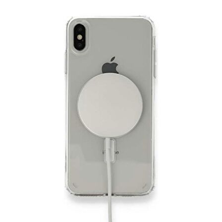 Apple iPhone X Kılıf Magsafe Şarj Özellikli Şeffaf Sert PC Zore Embos Kapak