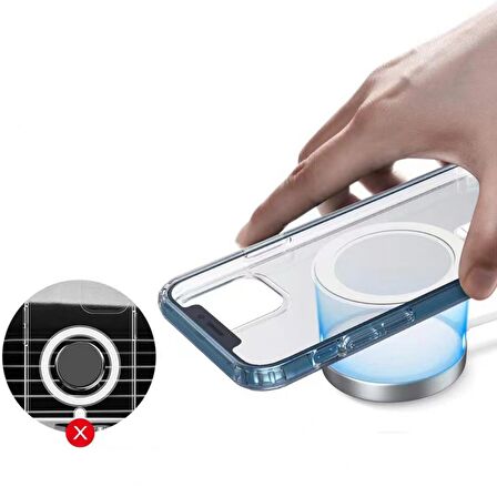 Apple iPhone 11 Pro Kılıf Magsafe Şarj Özellikli Şeffaf Sert PC Zore Embos Kapak