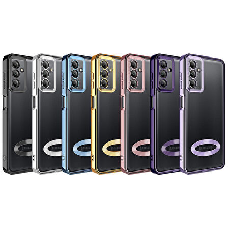 Galaxy A04S Uyumlu Kamera Korumalı Logo Gösteren Zore Omega Kapak-Gold