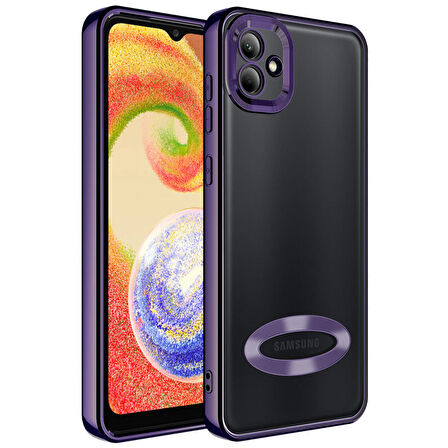 Galaxy A04 Uyumlu Kamera Korumalı Logo Gösteren Zore Omega Kapak-Derin Mor