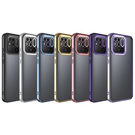 Xiaomi Redmi 10C Kılıf Kamera Korumalı Logo Gösteren Zore Omega Kapak-Siyah