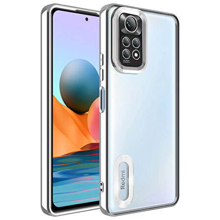 Xiaomi Redmi Note 11S Global Kılıf Kamera Korumalı Logo Gösteren Zore Omega Kapak-Gümüş