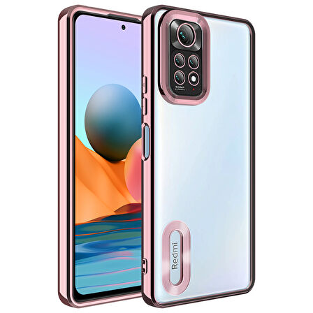 Xiaomi Redmi Note 11S Global Kılıf Kamera Korumalı Logo Gösteren Zore Omega Kapak-Rose Gold