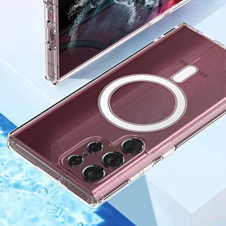 Galaxy S23 Ultra Uyumlu Zore Tacsafe Wireless Kılıf-Renksiz