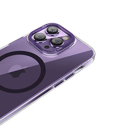 iPhone 14 Pro Max Uyumlu Magsafe Şarj Özellikli Sert PC Zore Fuya Kılıf-Derin Mor