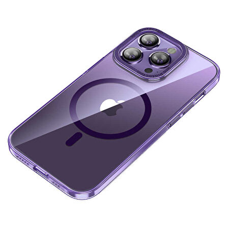 iPhone 14 Pro Max Uyumlu Magsafe Şarj Özellikli Sert PC Zore Fuya Kılıf-Derin Mor