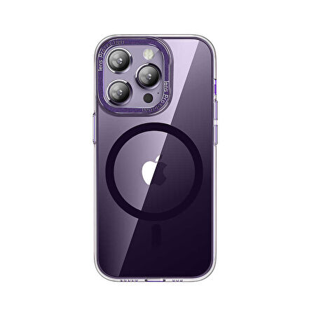 iPhone 14 Pro Uyumlu Magsafe Şarj Özellikli Sert PC Zore Fuya Kılıf-Derin Mor