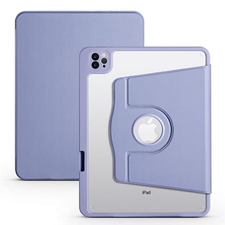 iPad Air 11 2025 M3 Kılıf ​NRTK Termik Kalem Bölmeli Dönebilen Standlı Kılıf - Lavendery Gray