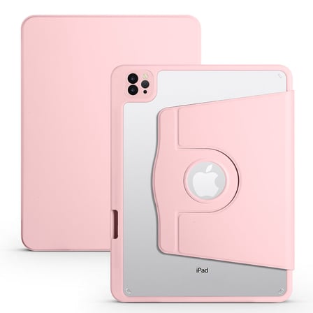 iPad Air 11 2025 M3 Kılıf ​NRTK Termik Kalem Bölmeli Dönebilen Standlı Kılıf - Pembe