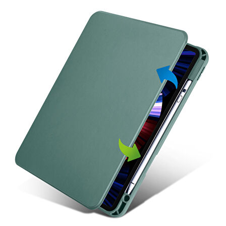 iPad Air 11 2025 M3 Kılıf ​İNC Termik Kalem Bölmeli Dönebilen Standlı Kılıf - Gri