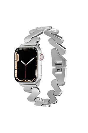 Apple Watch 40mm Kordon Uyumlu Krd-80 Metal Strap Kayış Gümüş