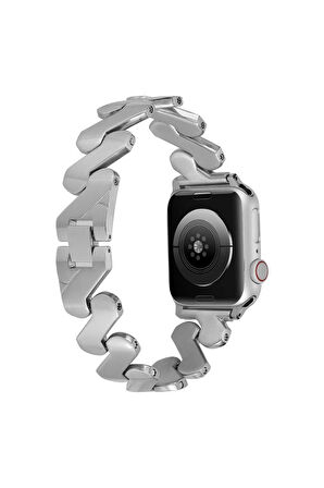 Apple Watch 40mm Kordon Uyumlu Krd-80 Metal Strap Kayış Gümüş