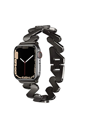 Apple Watch 7 41mm Kordon Uyumlu Krd-80 Metal Strap Kayış Gold