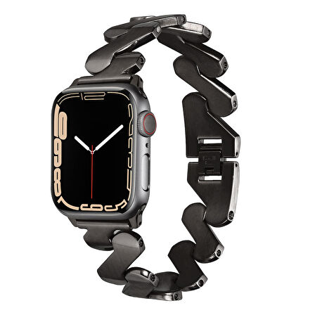 ​​​Watch Ultra 49mm Kordon Uyumlu KRD-80 Metal Strap Kayış CLO- Siyah
