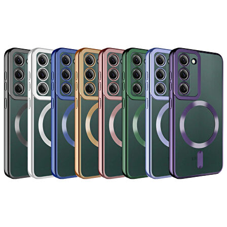 Galaxy S23 Plus Uyumlu Magsafe Wireless Şarj Özellikli Zore Setro Silikon-Derin Mor