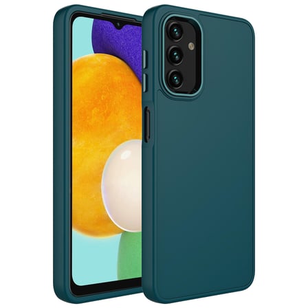 Galaxy A04S Uyumlu Metal Çerçeve ve Buton Tasarımlı Silikon Zore Luna Kapak-Koyu Yeşil