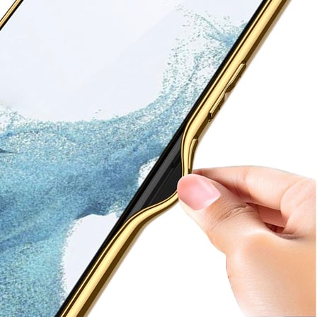 Galaxy S23 Plus Uyumlu Deri Görünümlü Kenarları Elektroplating Kaplama NRTK Fizyon Kılıf-Koy