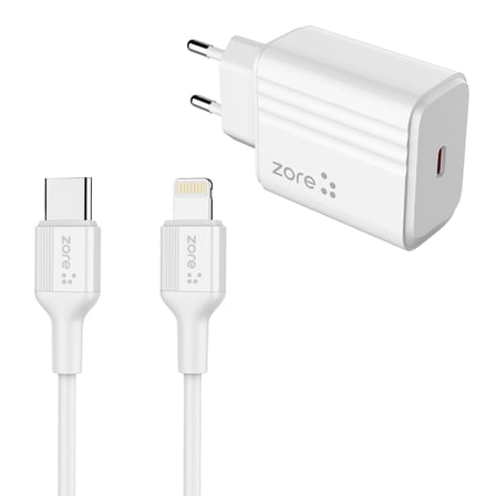 Beyaz Play Serisi PL2 Type-C to Lightning 2in1 PD Seyahat Şarj Aleti 20W-Zore