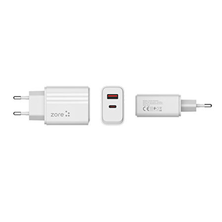 Beyaz Play Serisi PL3 Type-C to Lightning 2in1 PD Seyahat Şarj Aleti 20W-Zore