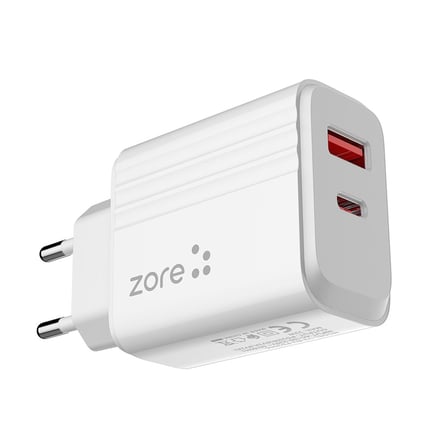 Beyaz Play Serisi PL3 Type-C to Type-C 2in1 PD Seyahat Şarj Aleti 20W-Zore