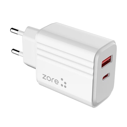 Beyaz Play Serisi PL3 Type-C 2in1 Seyahat Şarj Aleti 20W-Zore