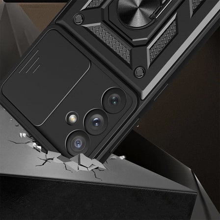 Galaxy A54 Kılıf Sürgülü Kamera Koruyucu Manyetik Standlı Tank Koruma Alan Tech