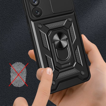 Galaxy A54 Kılıf Sürgülü Kamera Koruyucu Manyetik Standlı Tank Koruma Alan Tech