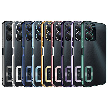 Vivo Y16 Kılıf Kamera Korumalı Logo Gösteren Zore Omega Kapak-Gold
