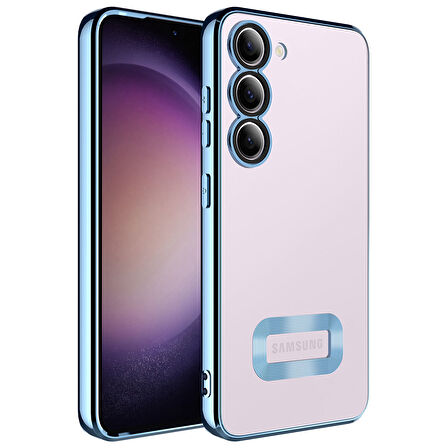 Galaxy S23 Uyumlu Kamera Korumalı Logo Gösteren Zore Omega Kılıf-Sierra Mavi