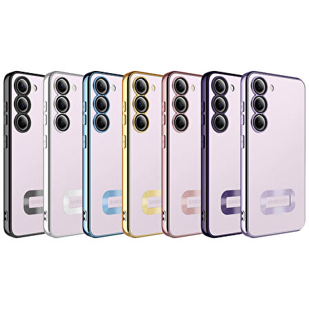 Galaxy S23 Uyumlu Kamera Korumalı Logo Gösteren Zore Omega Kapak-Lila