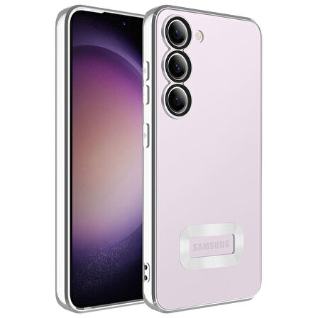 Galaxy S23 Plus Uyumlu Kamera Korumalı Logo Gösteren Zore Omega Kılıf-Gümüş