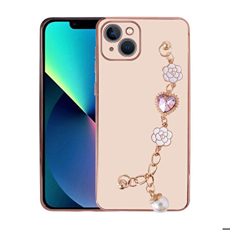 iPhone 14 Plus Uyumlu El Tutamaçlı Kamera Korumalı Zore Taka Silikon Kapak-Pembe