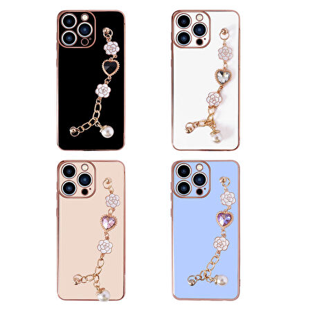 iPhone 14 Pro Uyumlu El Tutamaçlı Kamera Korumalı Zore Taka Silikon Kılıf-Beyaz