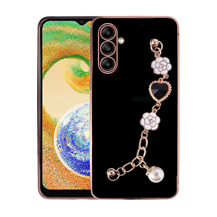 Galaxy A13 5G Uyumlu El Tutamaçlı Kamera Korumalı Zore Taka Silikon Kapak-Siyah